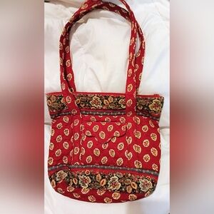 Vera Bradley Vintage Quilted Red Shoulder Bag New